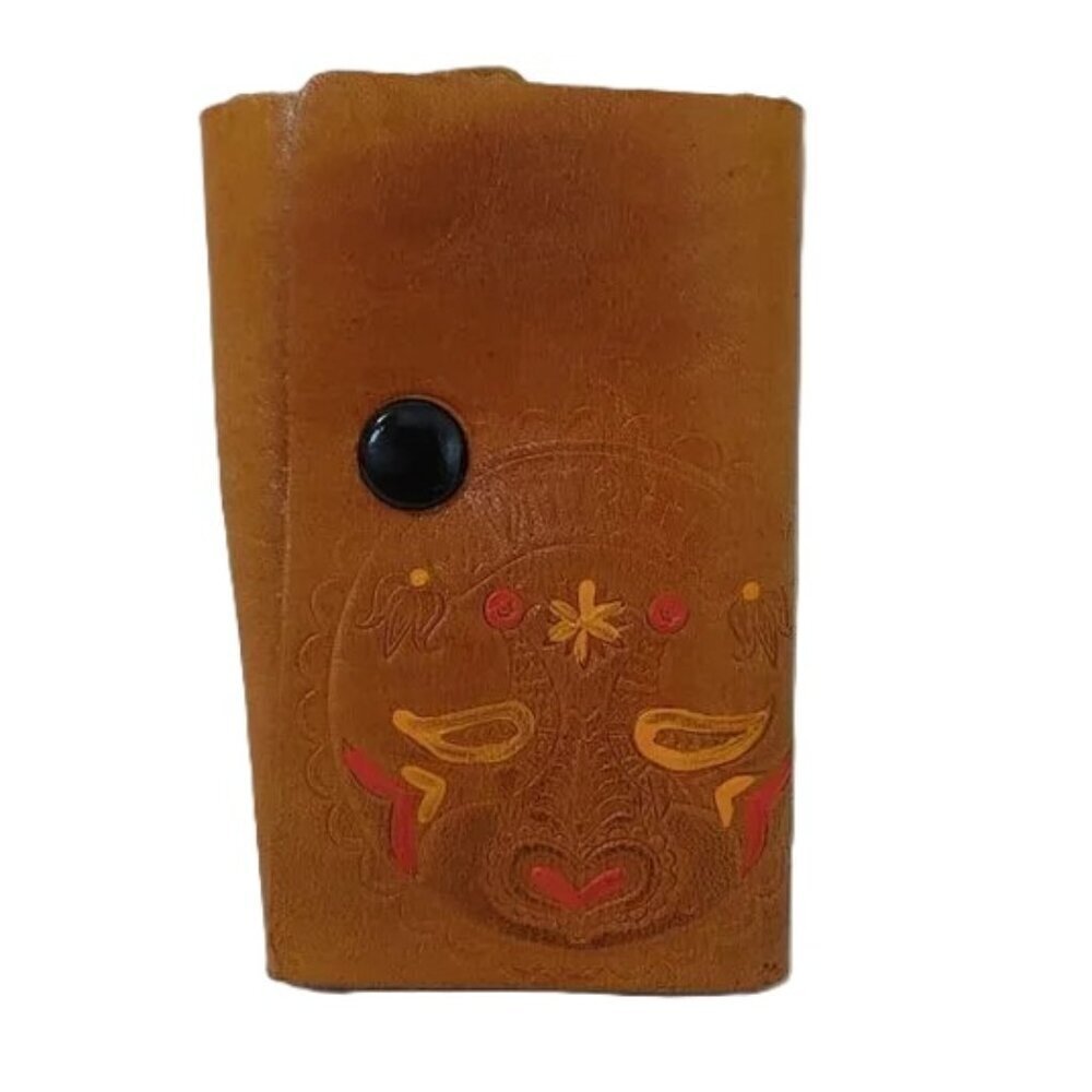 Vintage Leather Embossed Key Wallet Key Holder Tri Fold‎ Boho